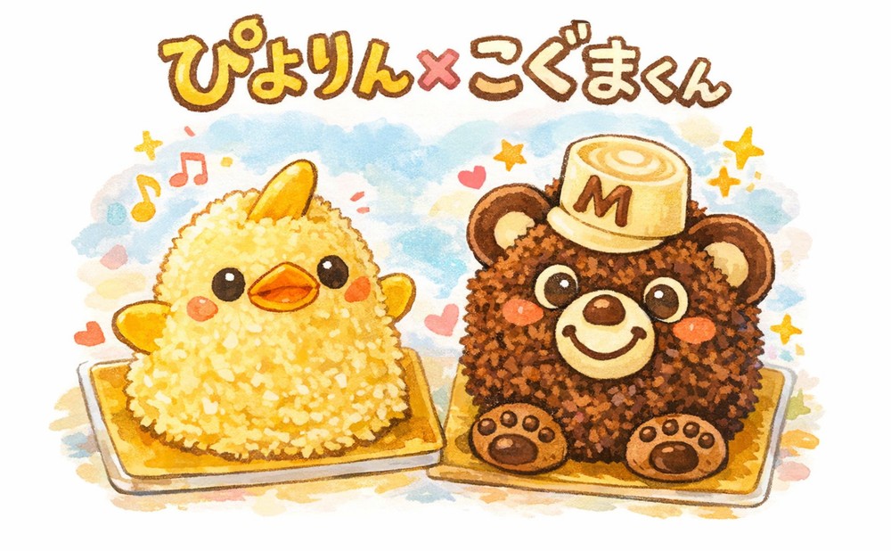 ぴよりんとこぐまくんのイラスト