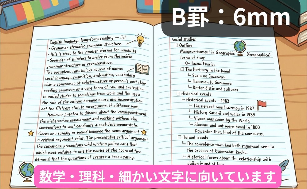 【初心者】キャンパスノートA罫・B罫の違いを比較｜どっちが合う？何ミリ差と使い分けのコツ｜B罫：6mm_1000x618