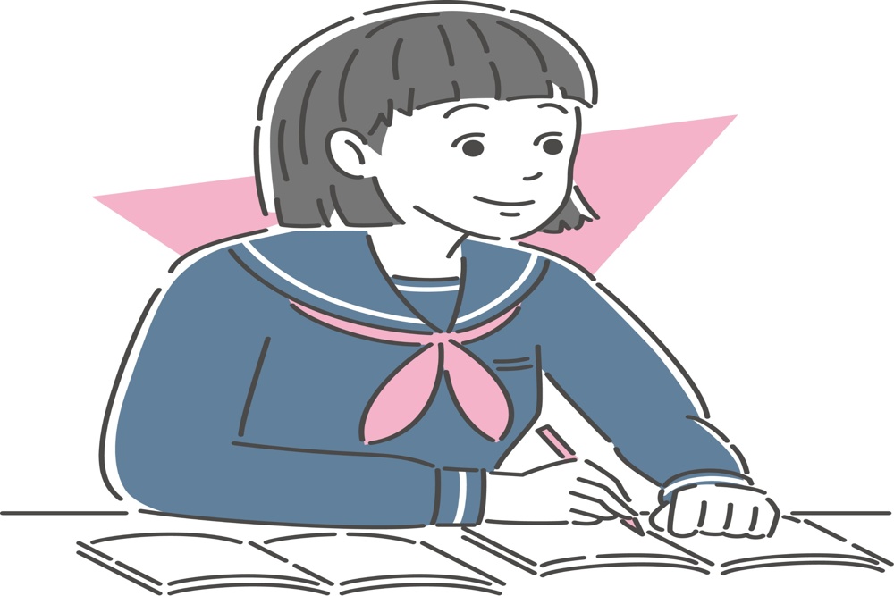 授業を受ける女子中学生