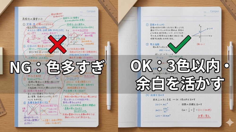 ノートの書き方OK例とNG例