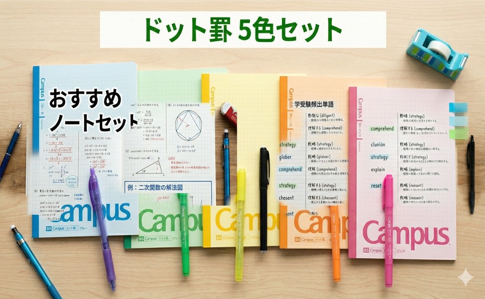 ５色セットのノートの写真