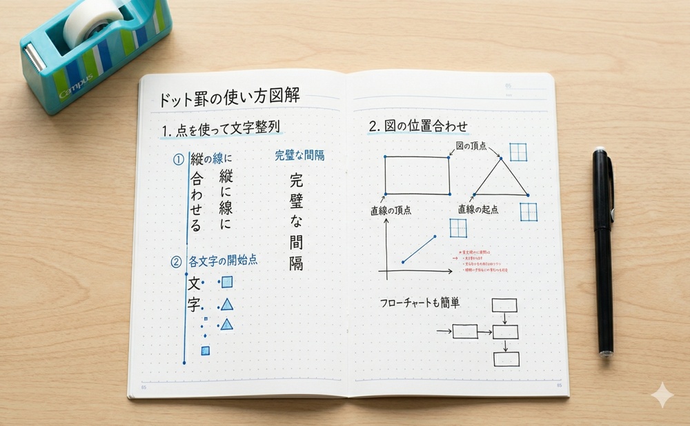 ドット罫ノートの使い方図解